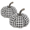 Plaid Pumpkin Decor, For Holiday Halloween Decoration (Set of 2) - Black / White
