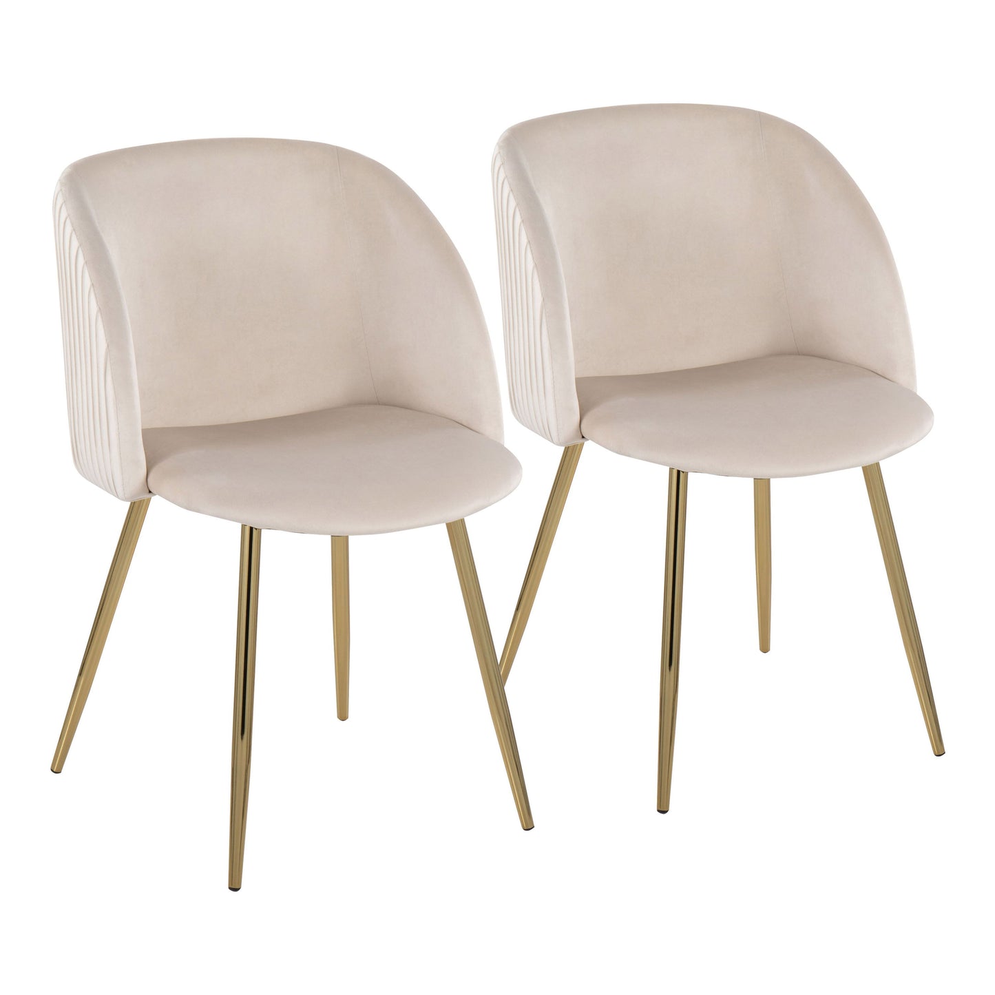Fran - Pleated Contemporary Chair (Set of 2) - Gold / Pleated White