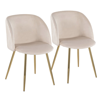 Fran - Pleated Contemporary Chair (Set of 2) - Gold / Pleated White