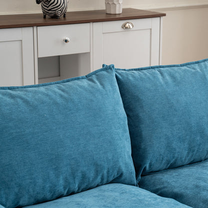 Convertible Combination Sofa, Sofa U Shaped, Sofa With Footstools With Storage Sofa For Living Room, Living Room 2 Seater Combination Sofa - Blue