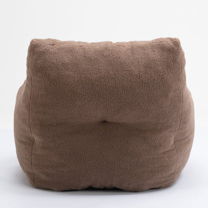 Soft Teddy Fabric Tufted Foam Bean Bag Chair With Teddy Fabric - Coffee