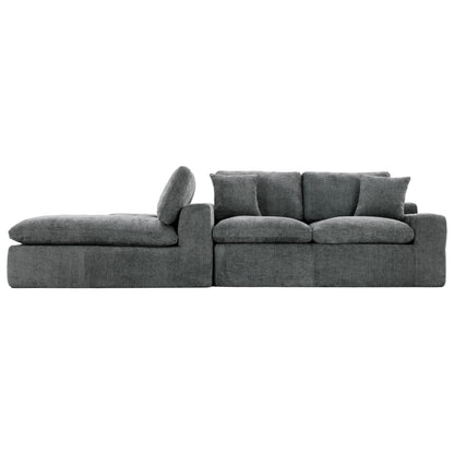 Cloud Sectional Sofa Upholstered Sofa Couch With Double-Layer Cushion And Side Pockets, Free Combined Sectional Sofa Full Compressed Sofa For Living Room - Gray