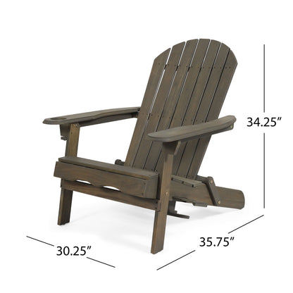Zenithia - Outdoor Foldable Adirondack Chair With 2 Cup Holders - Gray