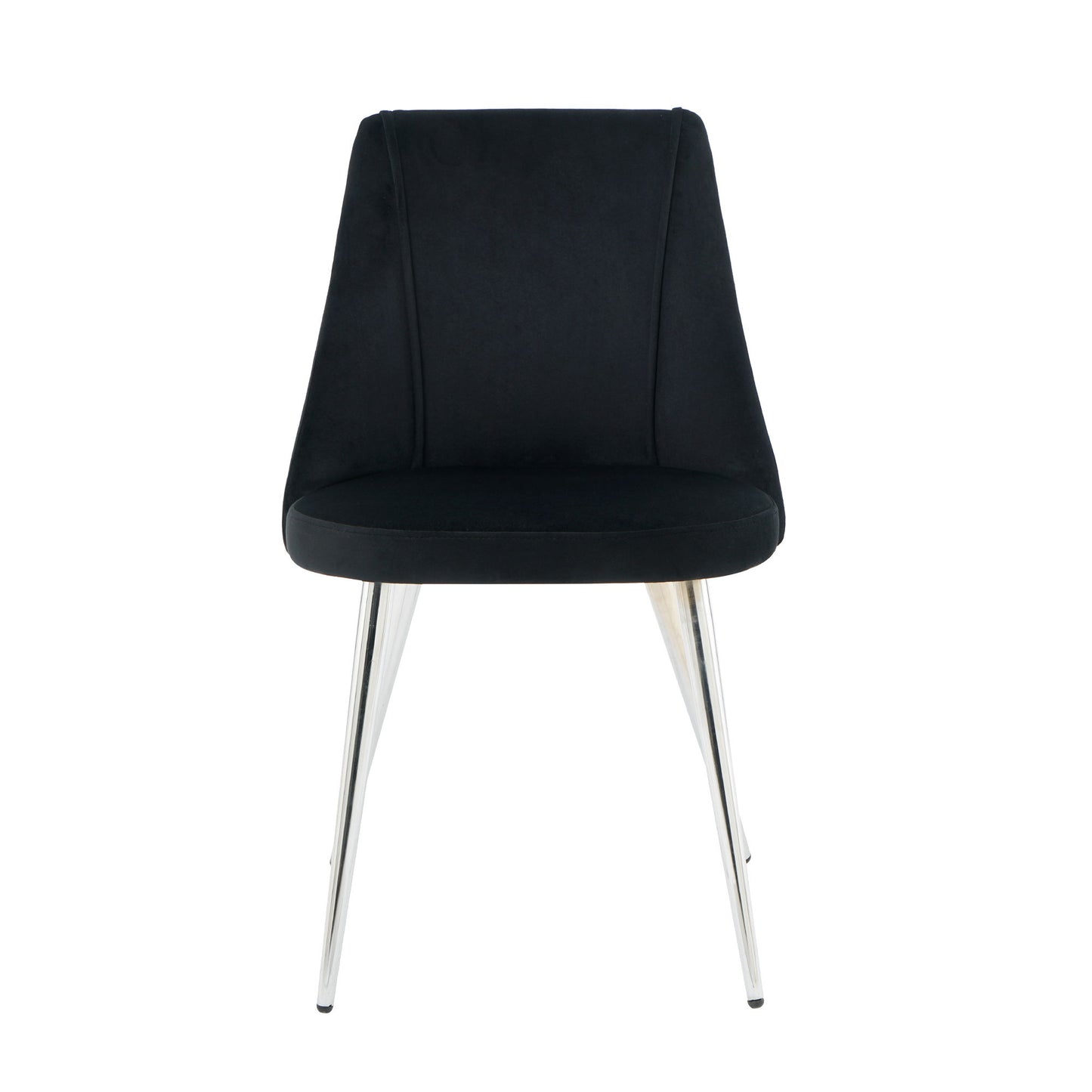 Modern Velvet Dining Chair With Chrome Metal Legs For Home And Office (Set of 4) - Black