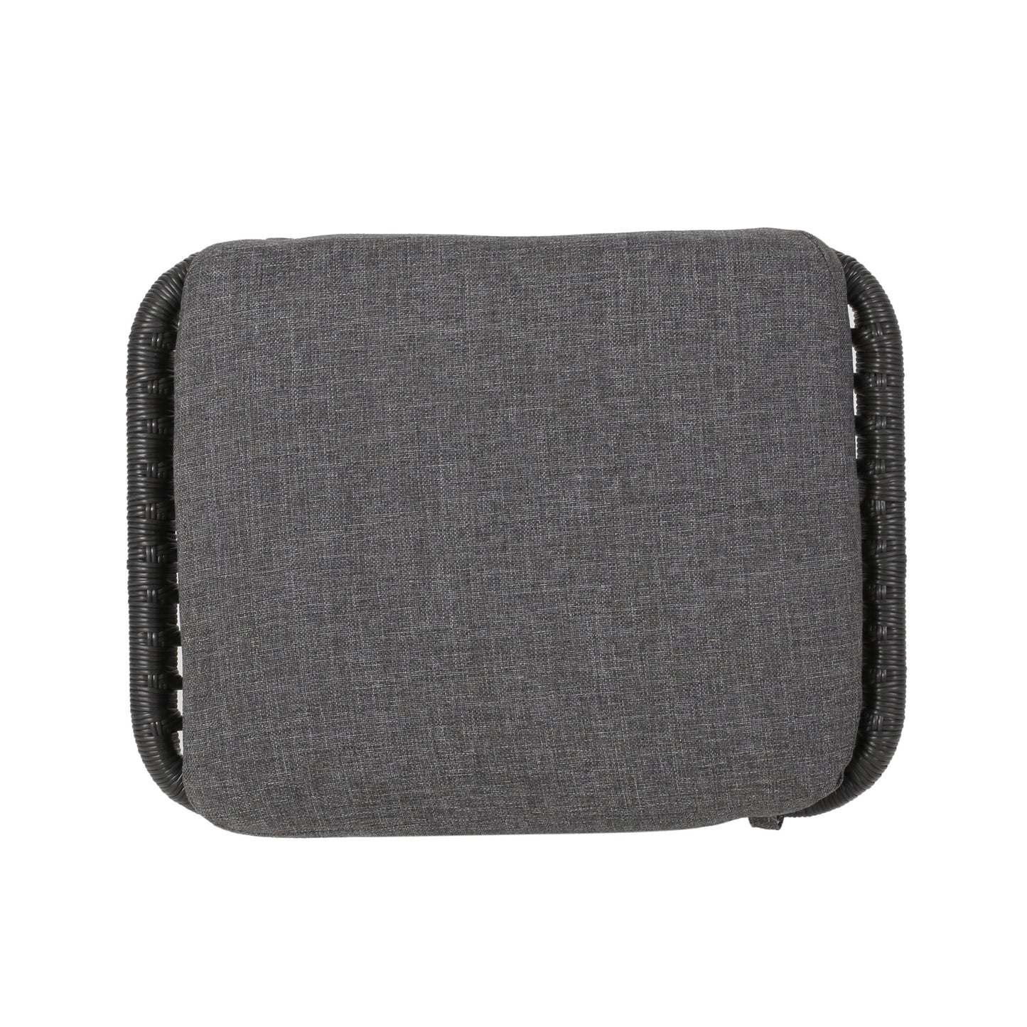 Outdoor Modern Boho Wicker Ottoman With Cushions (Set of 2) - Gray