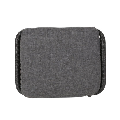 Outdoor Modern Boho Wicker Ottoman With Cushions (Set of 2) - Gray