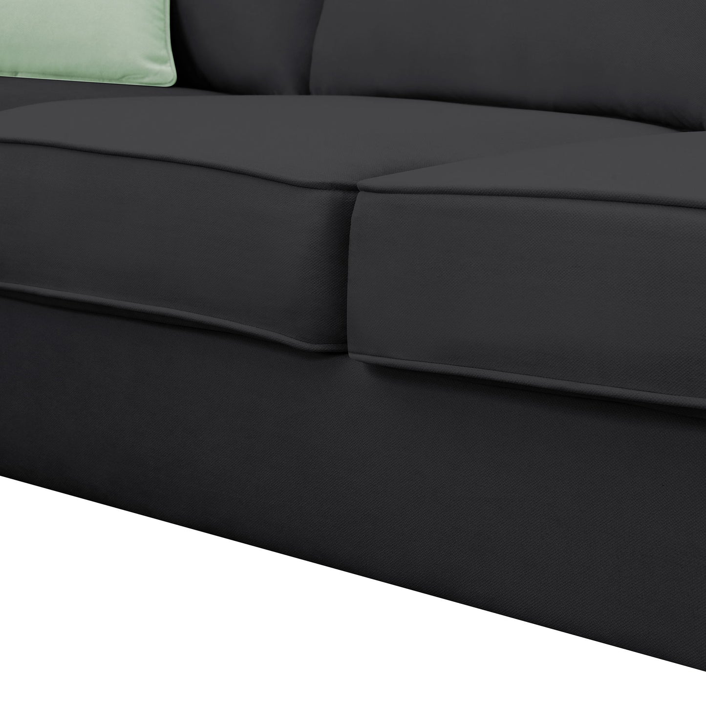 Sectional Sofa Couches Living Room Sets, 7 Seats Modular Sectional Sofa With Ottoman, L Shape Fabric Sofa Corner Couch Set With 3 Pillows - Black