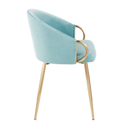 Claire - Contemporary / Glam Chair (Set of 2) - Gold / Light Blue