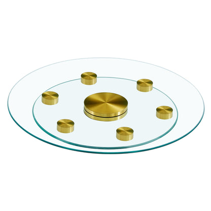 Double Layer Rotatable Round Glass Plate - Gold / Transparent