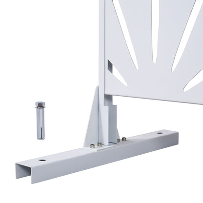 Outdoor & Indoor Metal Privacy Screen, Freestanding Decorative Panels For Deck, Balcony, Patio, Lawn, And Garden - White