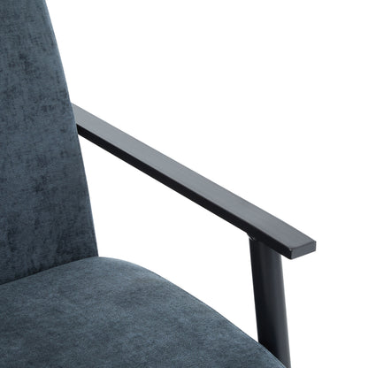 Modern Lounge Chair With Polyester Upholstery And Sturdy Metal Frame - Blue Gray