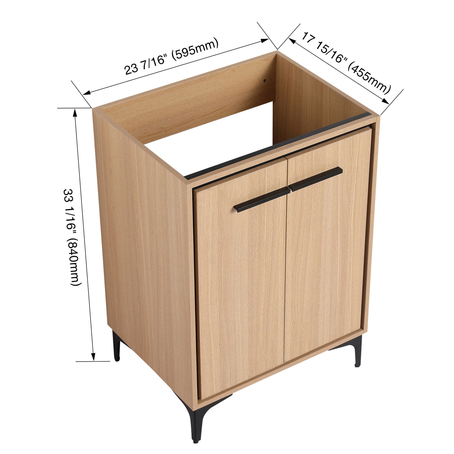 Modern Bathroom Vanity Cabinet With Soft Closing Doors - Oak