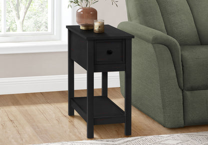 Accent End Table, 2 Tier, Storage Drawer, Versatile Use - Black