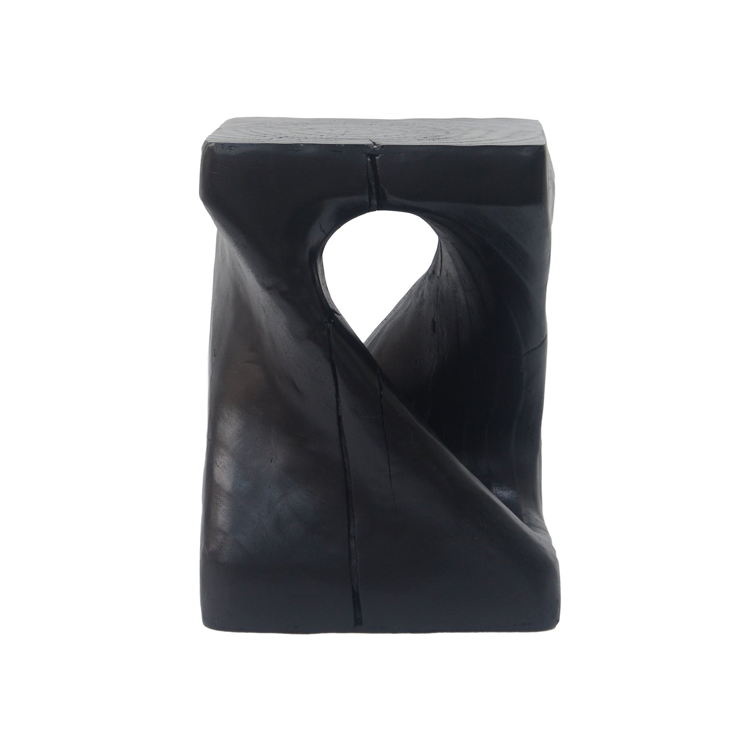 Mgo Twist Shape Side Table With Wood - Like Texture - Black