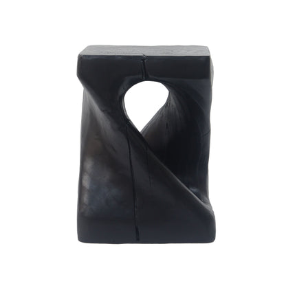 Mgo Twist Shape Side Table With Wood - Like Texture - Black