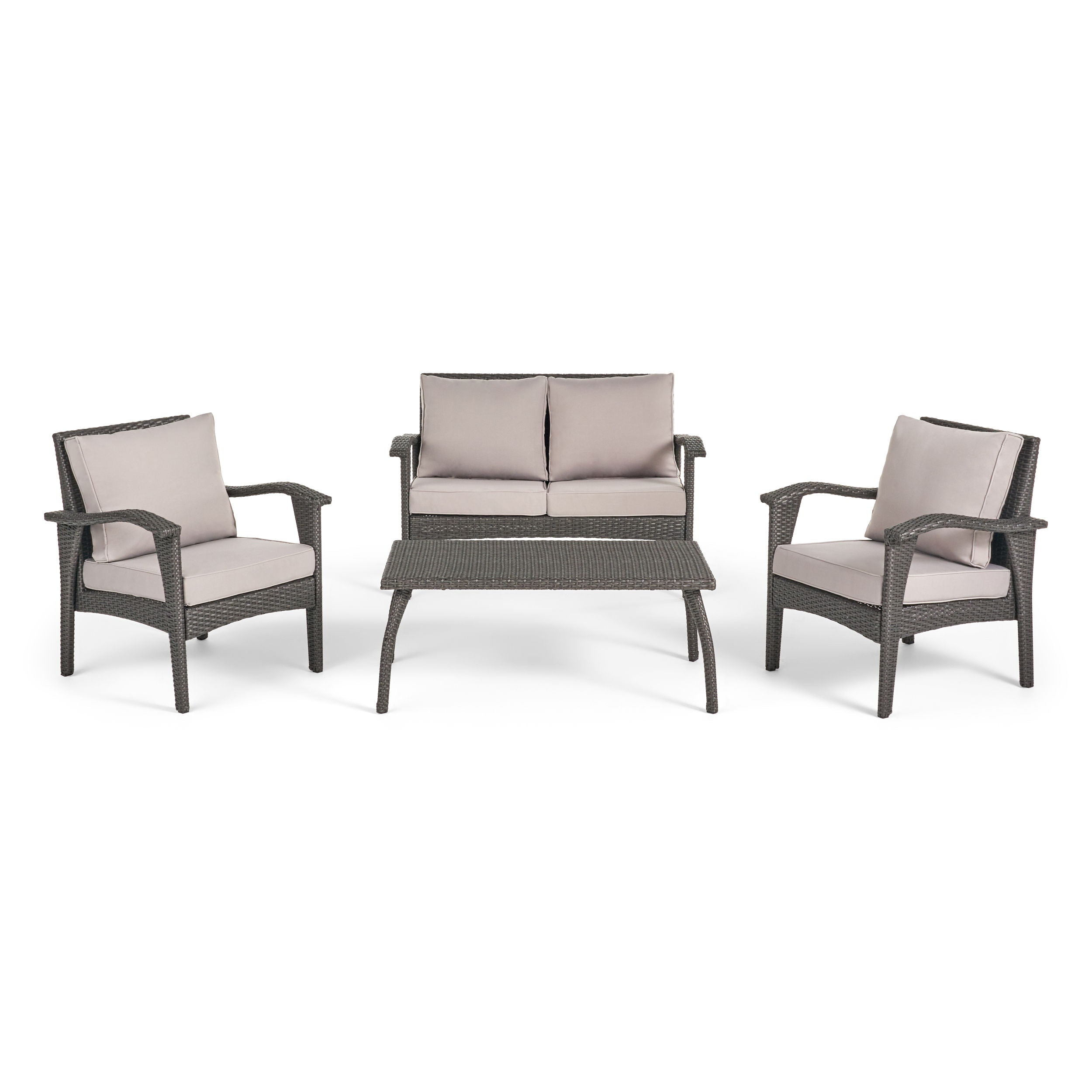 Honolulu - Modern 4 Pieces Wicker Seating Set - Gray