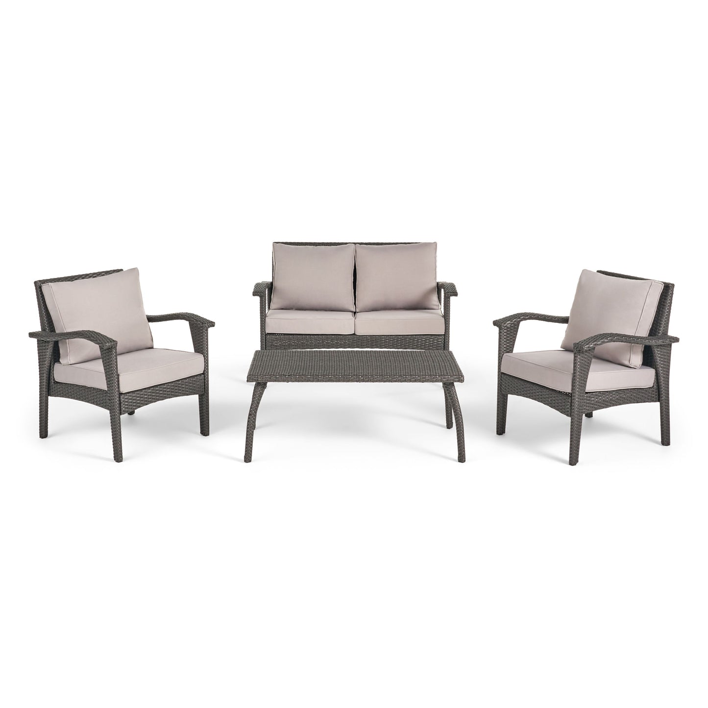 Honolulu - Modern 4 Pieces Wicker Seating Set - Gray