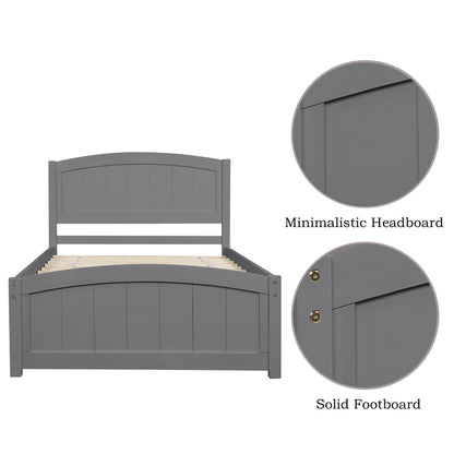 Twin Platform Bed With Headboard, Footboard And Slat Support - Gray