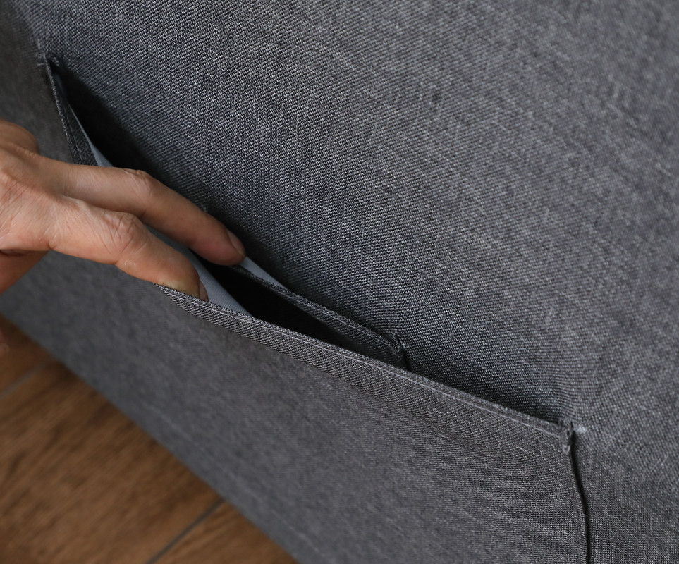 Zoey - Linen Convertible Sleeper Loveseat With Side Pocket - Dark Gray