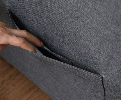 Zoey - Linen Convertible Sleeper Loveseat With Side Pocket - Dark Gray