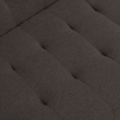 Faux Linen Wood Frame Futon Sofa Bed With Stainless Legs - Espresso