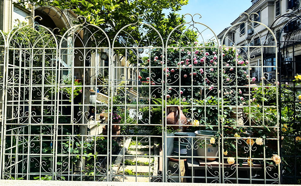 2 Pack Metal Garden Trellis Rustproof For Climbing Plant Outdoor Flower Support - Cream White