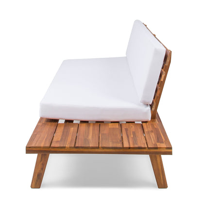 Hillcrest - V Shaped 4 Piece Sof Set With Coffee Table Cushions, Sandblast Finish - White