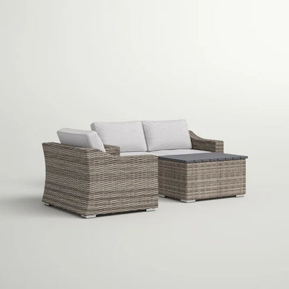 Stylish 3 Person Seating Group With Cushions Perfect For Outdoor Relaxation - Gray Mix