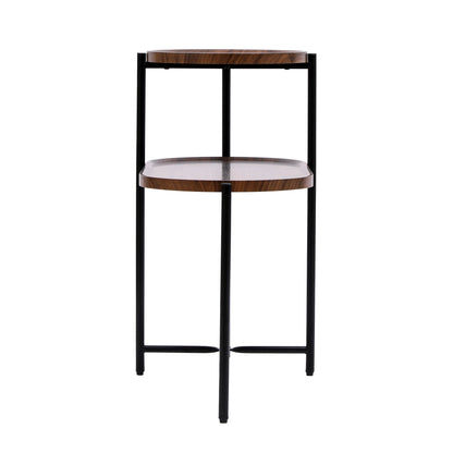 Small Coffee Tables 2 Tier Modern Sofa Side Table With Wood Storage Shelf Living Room End Tables Nightstands - Walnut Brown