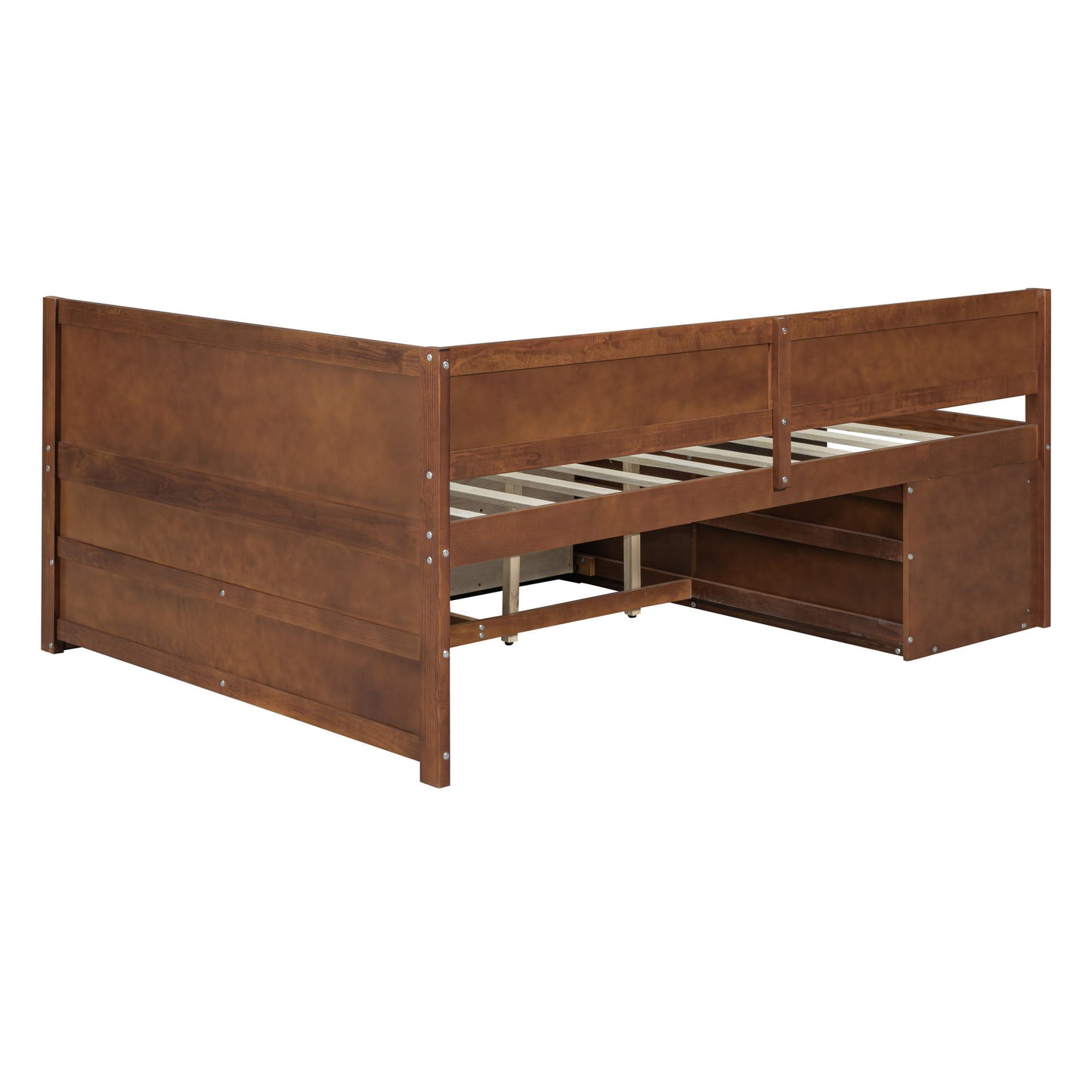 Full Size Daybed With Drawers And Shelves - Walnut