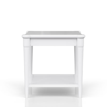 End Table With Storage Drawer - White
