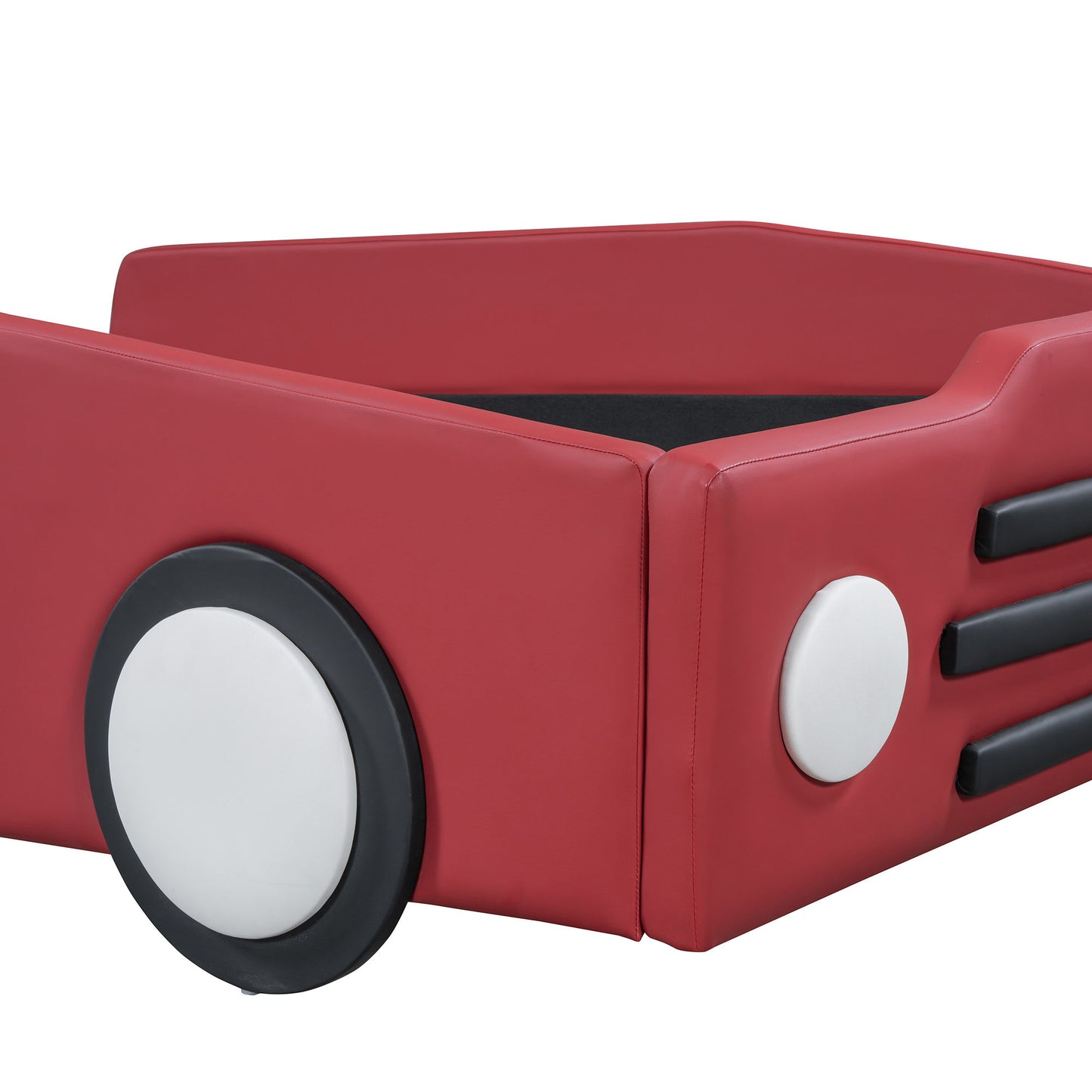 Twin Size Race Car Shaped, Platform Bed & Wheels - Red