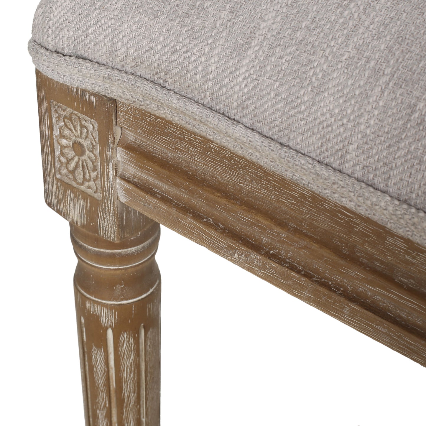 French Country Dining Chair (Set of 2) With Upholstered Seats - Light Gray