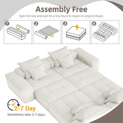 Modern Oversized Modular Sectional Sofa, Sparkling Chenille Fabric Soft Cushion Sofa With 8 Pillows, 8 Pieces Diy Combination Tufted Sofa, No Assembly Required - Beige