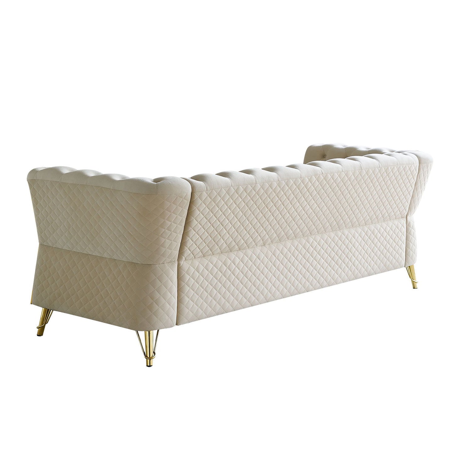 Modern Tufted Velvet Sofa For Living Room - Beige