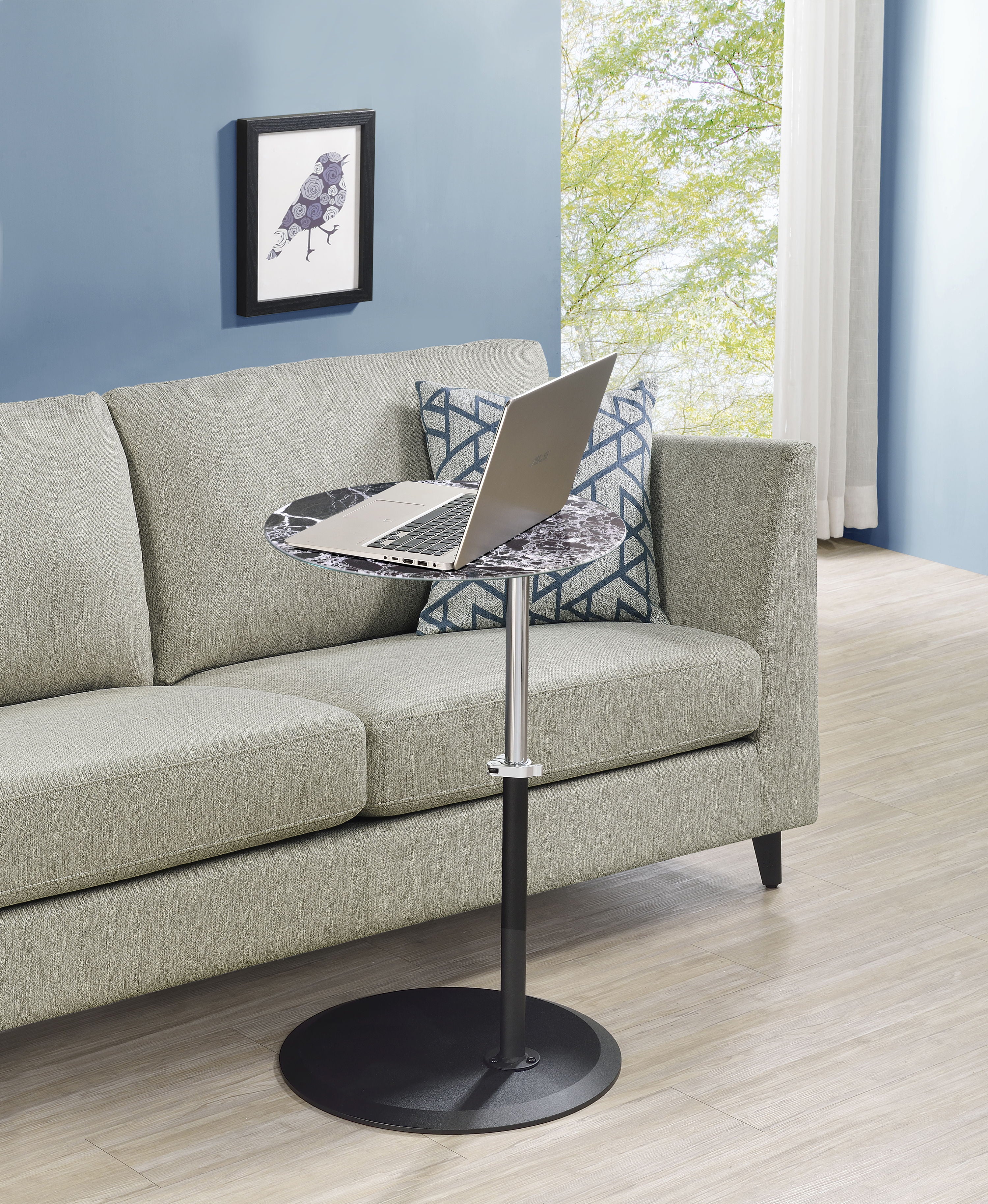 Orbit - End Table With Height Adjustable Marble Textured Top - Black