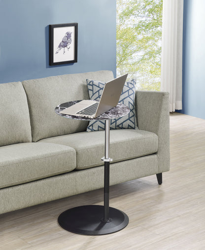 Orbit - End Table With Height Adjustable Marble Textured Top - Black