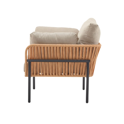 Lounge Chair With Cushions For Natural And Modern Spaces - Beige / Natural