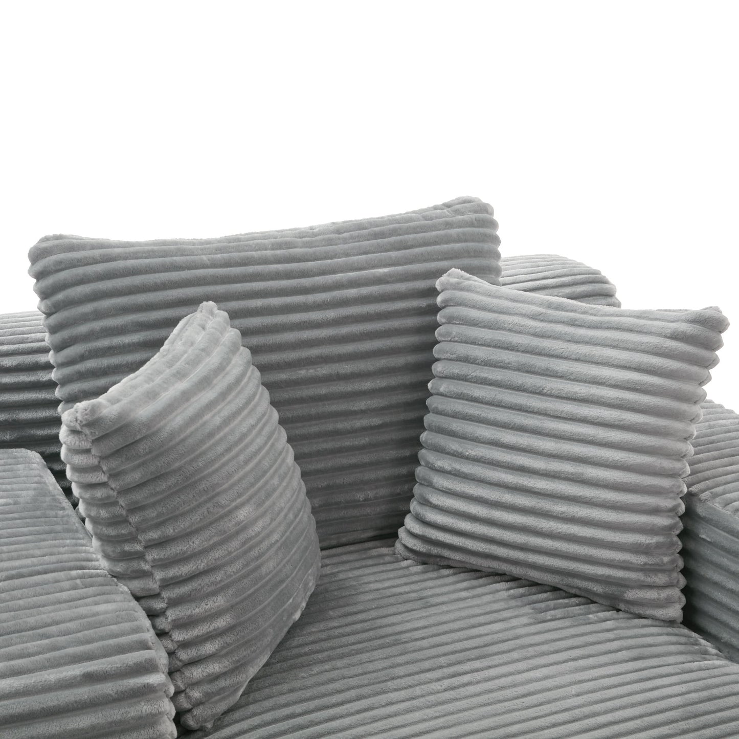 Modern Full Compressed Chaise Lounge Sofa Bed With Removable Pillows, Upholstered - Gray