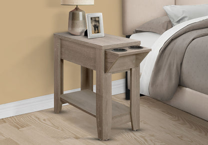 Accent Side Table, Storage, Lamp, Transitional - Taupe