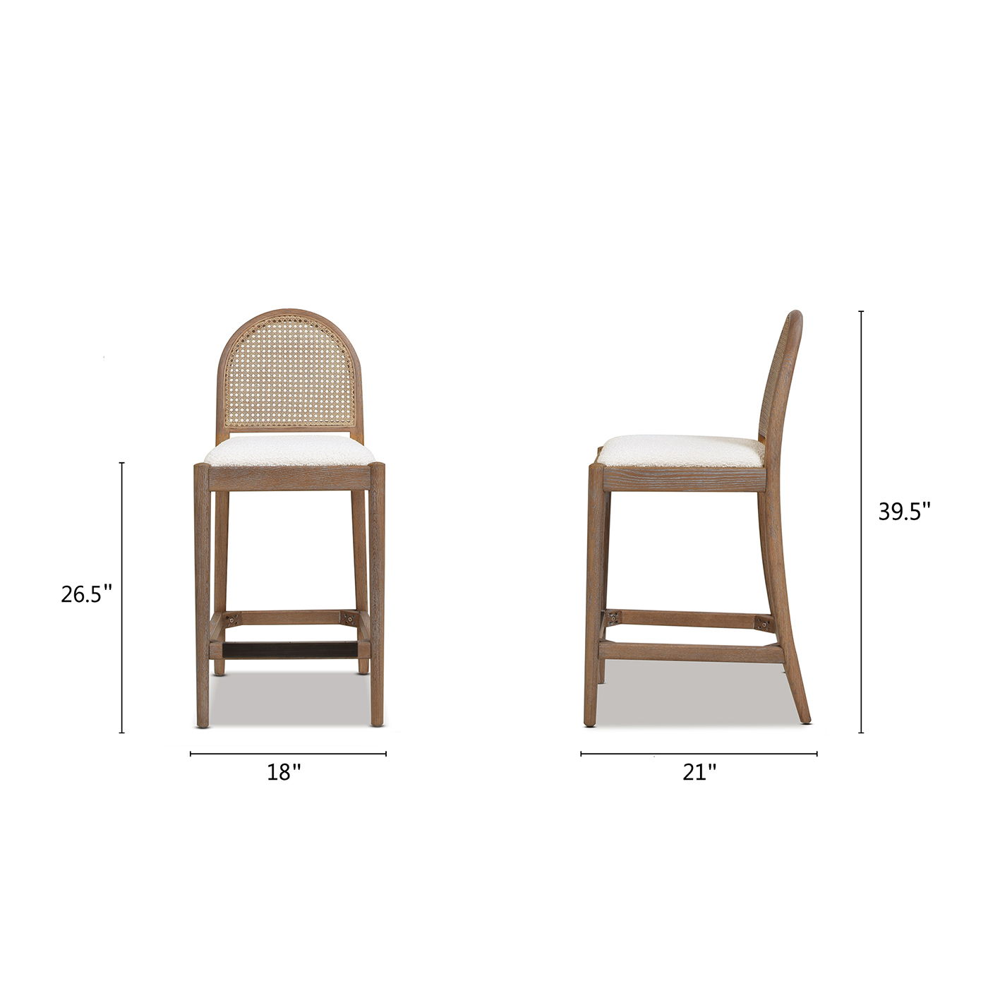 Panama - Curved Back Cane Counter Stool (Set of 2) - Ivory White