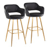 Margarite - Contemporary Fixed Height Barstool With Square Footrest (Set of 2) - Gold / Black Gold