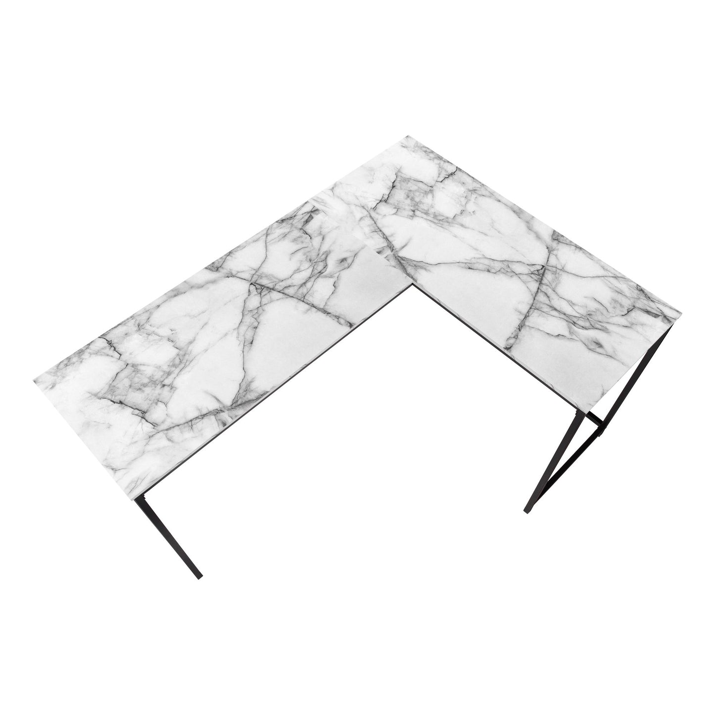 Computer Desk, Home Office, Corner, L Shape, Laptop, Contemporary And Modern - White Marble