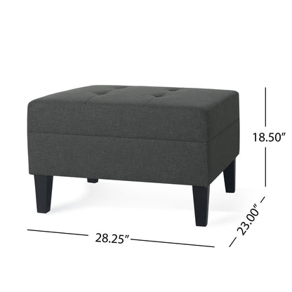 Classic Fabric Ottoman With Birch Wood Legs And High Quality Foam Padding - Dark Gray