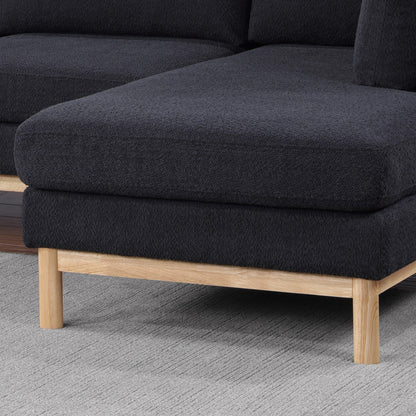 Hallie - Wide Sherpa Double Chaise U-Shape Sectional Sofa - Black