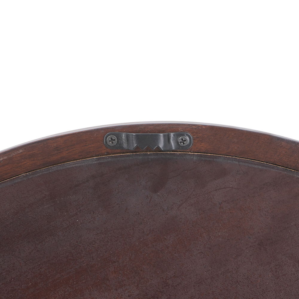 Circle Wall Mirror With Wooden Frame And Walnut Finish, Wall Mirror For Living Room Dining Room - Brown