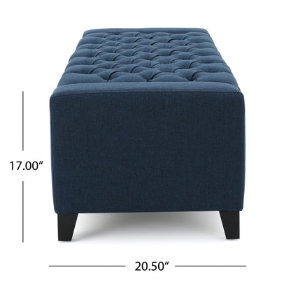 Guernsey - Ottoman Fabric Storage With Tufted Top - Navy Blue