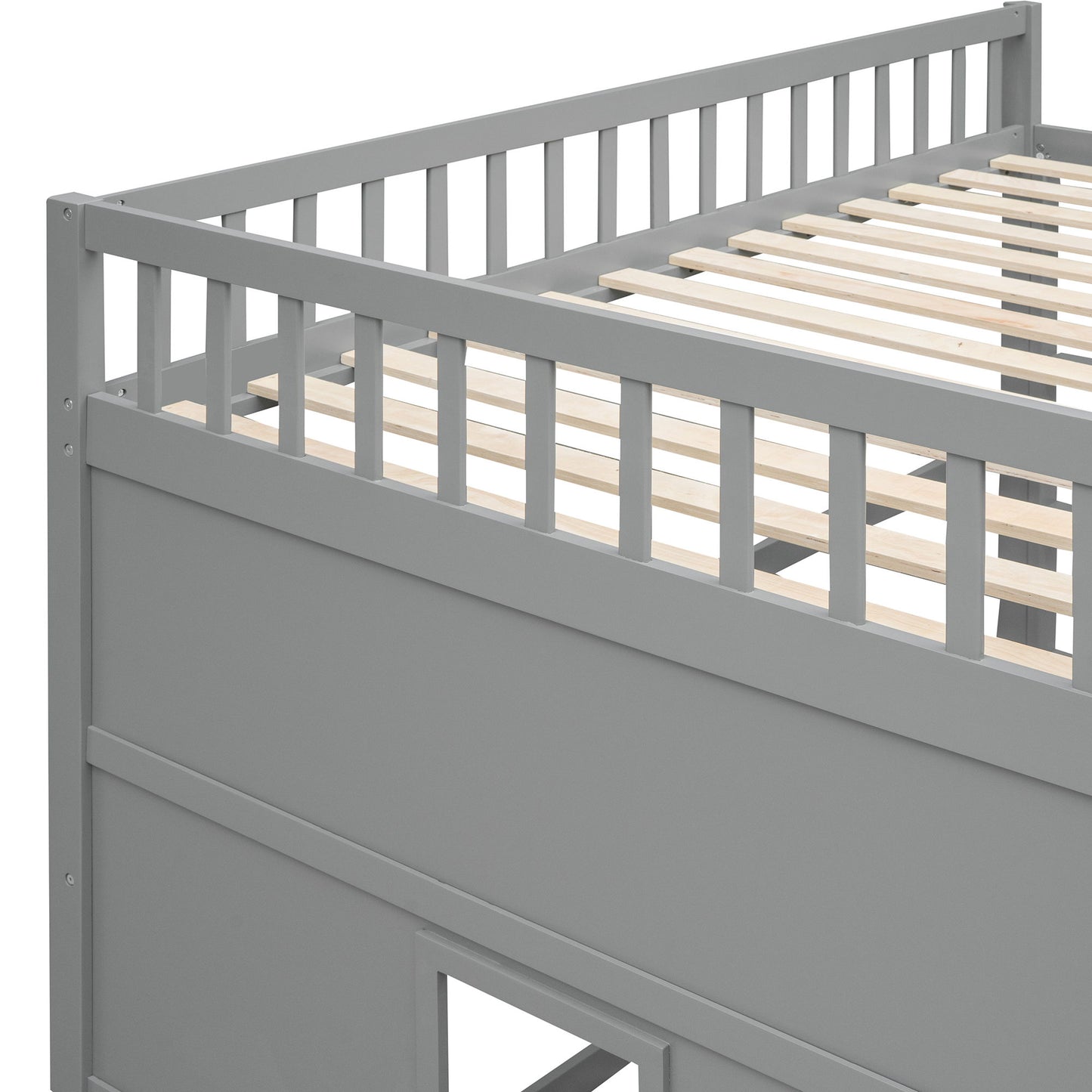 Full Size House Loft Bed With Ladder - Gray