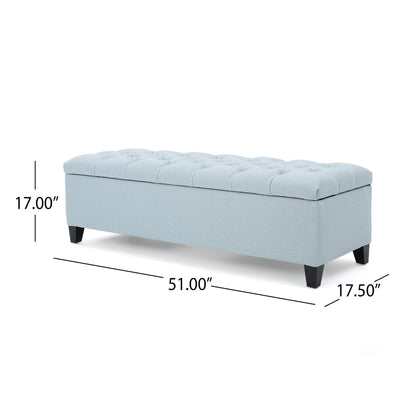 Glouster - Contemporary Storage Ottoman With Button Tufting - Blue