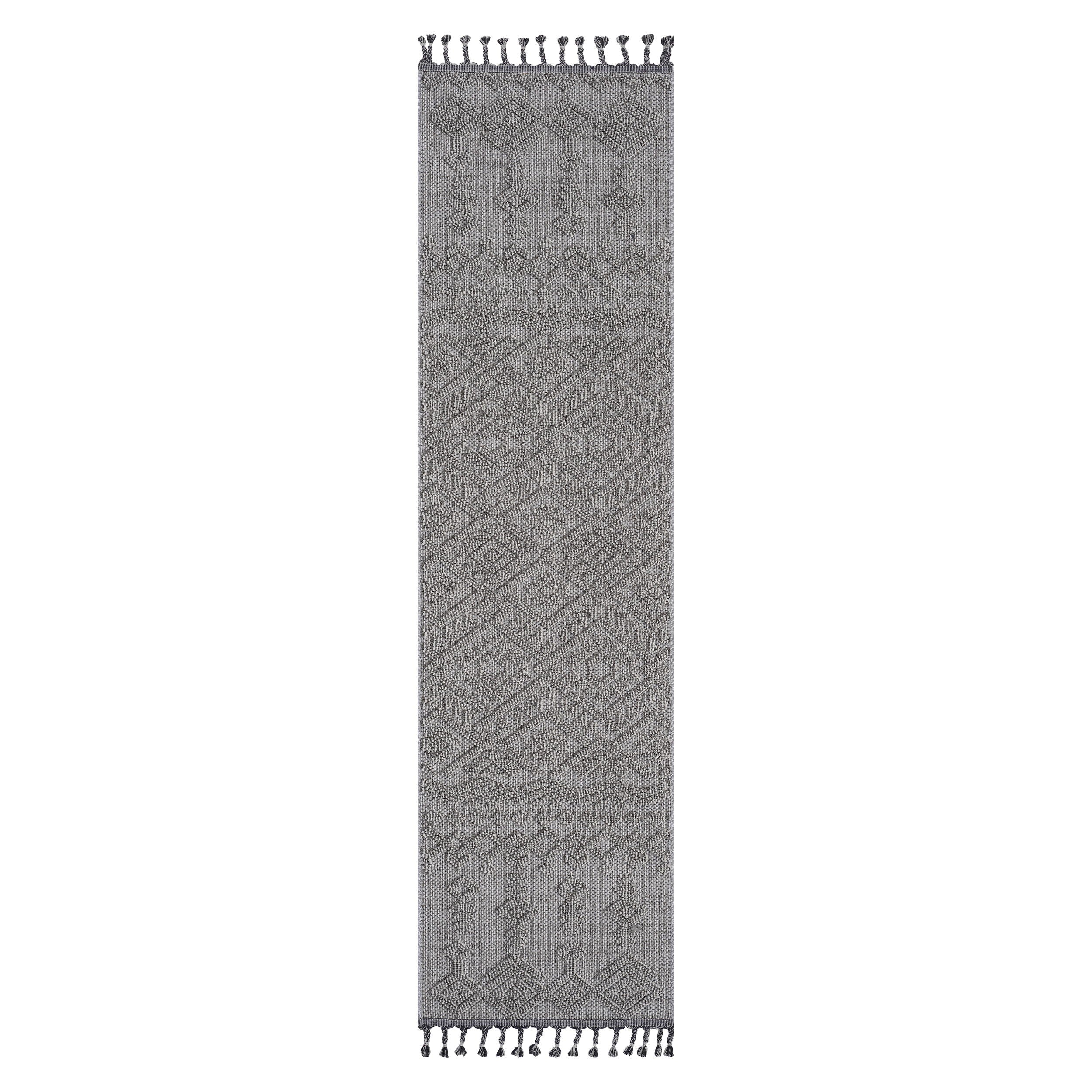 Guros - 2' X 8' Traditional Indoor / Outdoor Area Rug - Gray / White